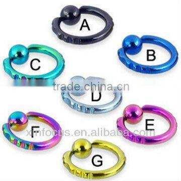 Titanium anodized fancy notched captive bead ring 10 ga 2sb1188 bcr