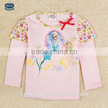 (F5355) nova brand kid clothes 2015 hot selling fashion design cartoon character autumn long sleeve printed girl t-shirt