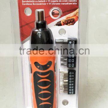 6Volt Cordless Screwdriver with precise bits