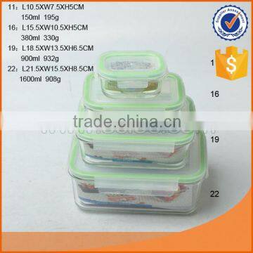 Rectangle Shape Airtight Glass Food Container Heat Resistant Food Container