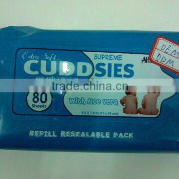 China Manufacturer 50gsm nonwoven care skin baby wet wipes