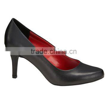 2016 High Fashion High Heel Tiny Square Shape Classic Ladies Breatheable PU Lining Comfortable Black Sheep Skin Pump Shoes