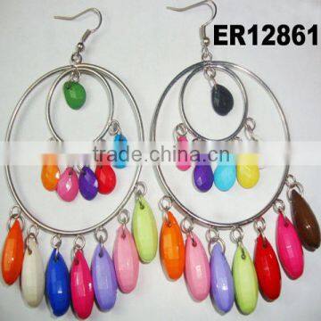 Women Big Colorful Chandelier Hoop Earrings photo-1