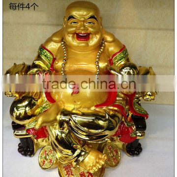 24k Golden painting resin Luckly Buddha, chinese fengshui decoration