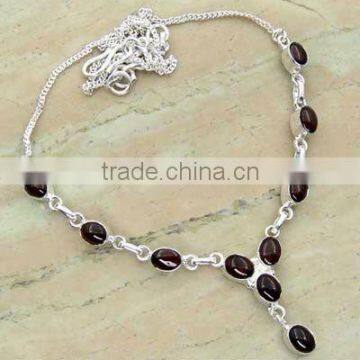 .925 Sterling Silver Necklace Jewelry Wholesale Jewellery with Garnet