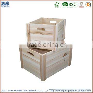 Unfinished Custom Pine Paulownia Wood Blanket Batten Storage Wooden Fruit Vegetable Crate Boxes photo-4