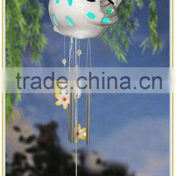 ceramic bird wind chime with solar garden led lights ornaments