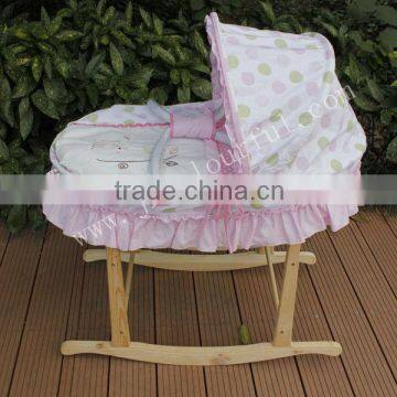 active printing 100 cotton moses basket bedding with deer embroidery