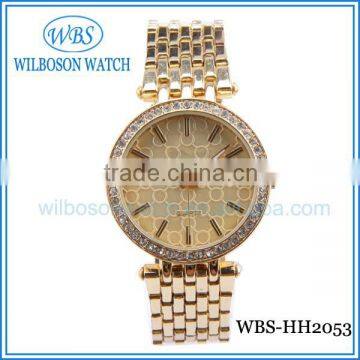 Water Resistant Japan Movt Diamond Quartz Watch Stainless Steel Back