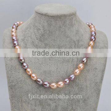 7.0-8.0 mm Metallic Freshwater Drop Multicolor Pearl Necklace