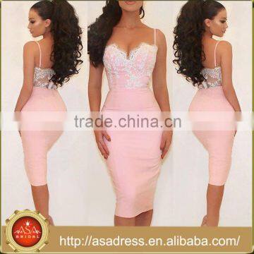 PS-32 High Quality Lace Appliqued Formal Gowns with Double Spaghetti Straps Keen Length Sweetheart Low Back Prom Dresses