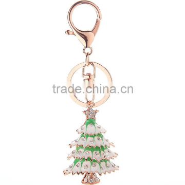 lover romantic creative birthday Date Xmas Gift metal crystal christmas tree keychain/keyrings promotional