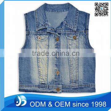 Custom Distressed Blue Denim Kids Jean Vest