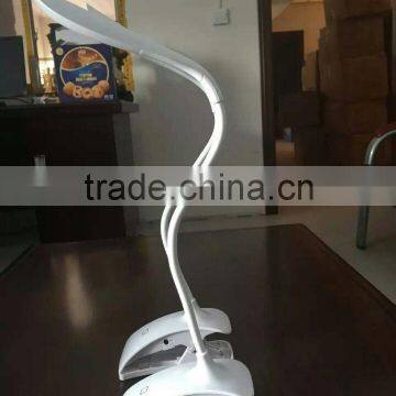 2016 hot sale clip 3 levels adustable brightness led touch reading table lamp book light