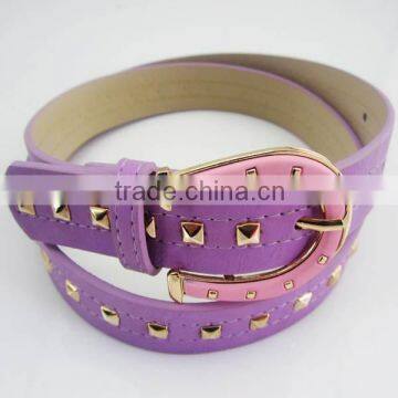 Ladies new design metal studded belt PU belt pyramid studded belt