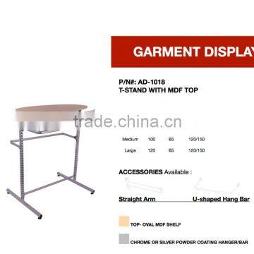 Floor Standing Stainless Steel Clothes Hanging Rack With MDF Top Shelf photo-3