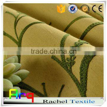 countryside luxury style curtain- chain embroidery fabric half blackout green polyester cotton linen look