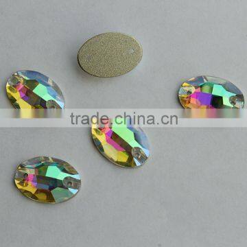 Free sample crystal AB color oval shape 11x16mm sew on crystal stones.Factory price crystal diamond stone for dress