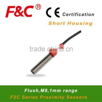 F&C F3C-08ES01 Series M8, 12~24v DC switching Transducer, Short Housing Type, Flush Proximity Transducer