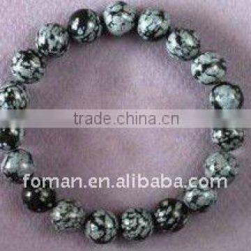 10mm nice round snowflake gemstone bead bracelet