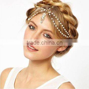 Vintage Bridal Headband Wedding Pearl Head Piece Rhinestone Hairband Headwear Hair Accessories for Woman