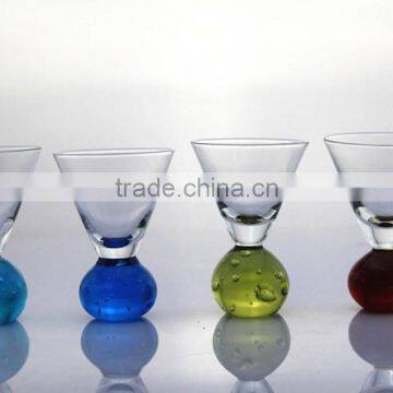 Lead free colorful cocktail glass set with round bottom