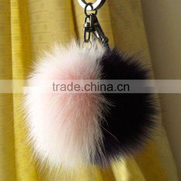Factory Direct Sale 10cm rabbit fur pompoms with keychain