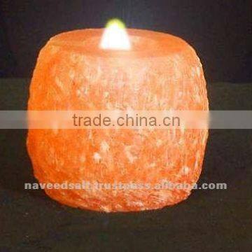 1 Hole Natural Himalayan Rock Crystal Salt Candleholder