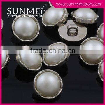 Taiwan Quality Hot Sell Sew on Round Pearl Silver Decorative Button