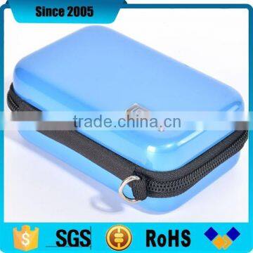 blue shinny pu leather cover eva camera waterproof case