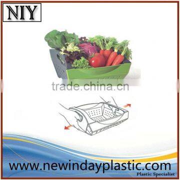 foldable plastic vagetable basket/ fruit basket