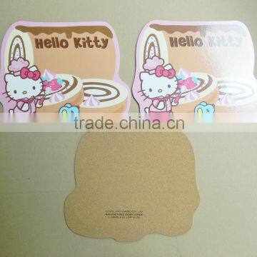 Cartoon wood table mat, mdf cork table mat, wooden cork desk mat
