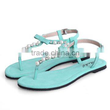 Bow pearl word sandals cool and comfortable flat sandals