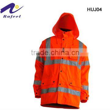 Fluroscent hi-vis orange reflective security jacket