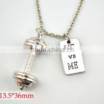 Weightlifting Barbell Weakness Is a Choice Charms Sports Gym Necklace photo-2