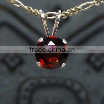 falak gems sterling silver round pendant with garnet, round pendant