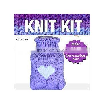 DIY knit kit knitted cozy for hotwater bag