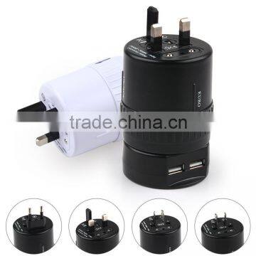360-Degree Rotating 2 Usb Universal Travel Adapter With Zipper Pouch Bag photo-3