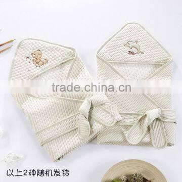 Newest soft air layer coloured cotton baby swaddle blanket