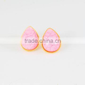 wholesale earrings enamel pink gold stud earrings for girl