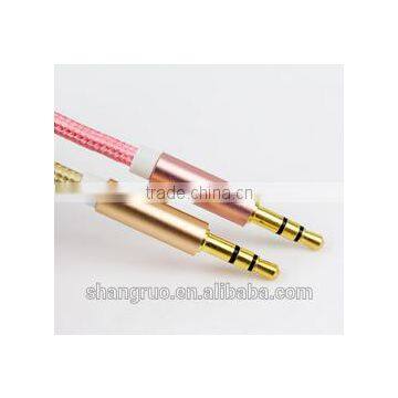 Hot sale gold plated colorful 3.5mm Aux audio cable stereo audio jack cable