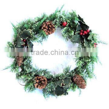 38 CM CHRISTMAS NATURAL WREATH FOR CHRISTMAS DECORATIONS with white decorations TX16B-0166