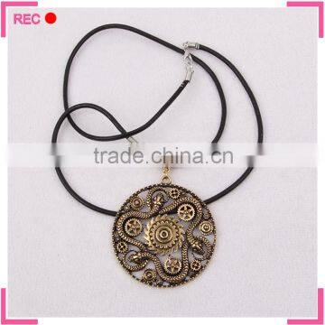 Gothic Necklace With Round Pendant, Snake Chain Metal Necklace photo-5