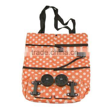 Shopping Bag Large Lightweight Shopping Trolley Foldable Wheel Folding Luggage Bag Cart Tote Green&Orange photo-4