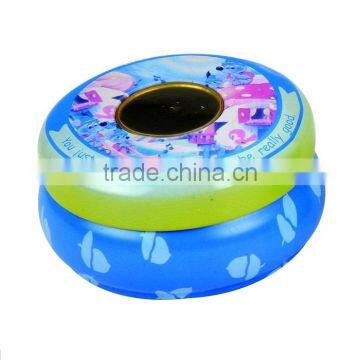 round shape tin box with window