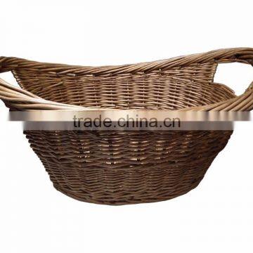 LARGE WICKER OVAL LOG BASKET STORAGE HANDLES WILLOW LAUNDRY HAMPER
