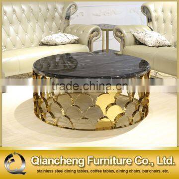 2017 New Design Black Marble Top Round Coffee Table photo-2