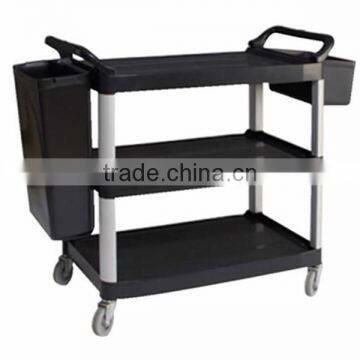 Hotel Supply Stainless Steel Movable kitchen storage trolley clearance black kitchen trolley with basket facial trolley car C260