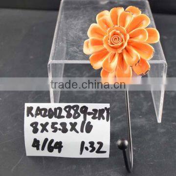 hand painted ceramic wall hook with flower design for decoration