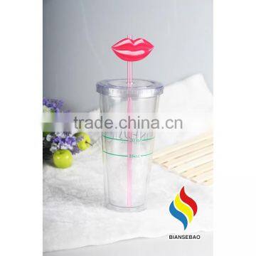 With Figurines Straw Clear Double Wall Plastic Acrylic Tumbler photo-6